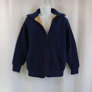 Montgomery Ward sweater coat women's size medium blue tan lined